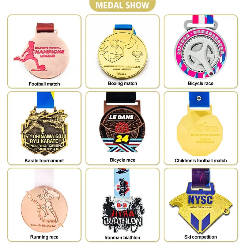 Medaglie di maratona di rame in metallo personalizzate danza sport ciclismo medaglie di Taekwondo in oro argento calcio Judo Jujutsu medaglie di Karate smaltate