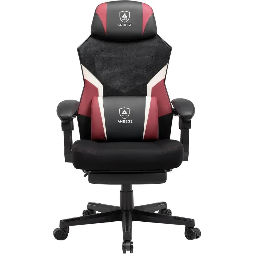 Ergonomic Mesh Video Gaming Chair with ootrest, Height Adjustable Computer Chair with Lumbar Support, High-Back Breathable Recli