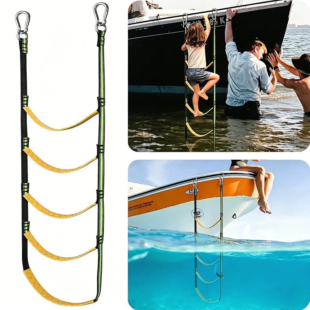 3/4/5 Step Boat Rope Ladder Portable Boat Rope Ladder and Extension Fishing Rope Ladder for Inflatable Boats,Kayak,Canoeing