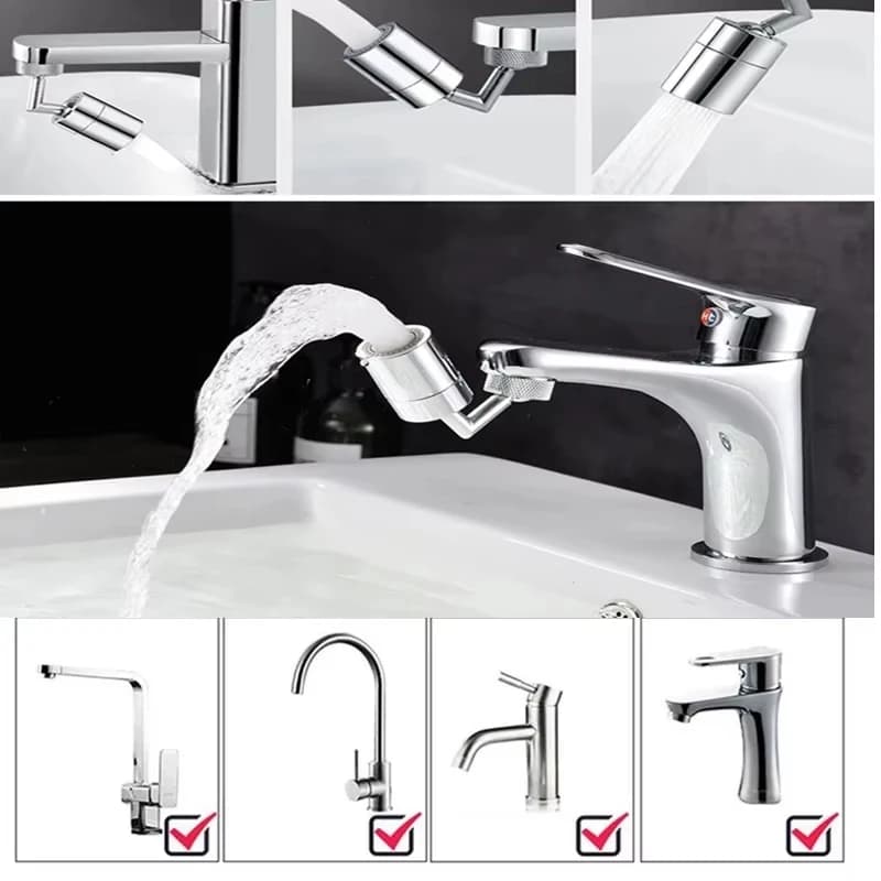 Rubinetto universale da 720 gradi Rubinetto per lavabo Adattatore di estensione Aeratore Rubinetto in plastica ABS girevole a prova di spruzzi
