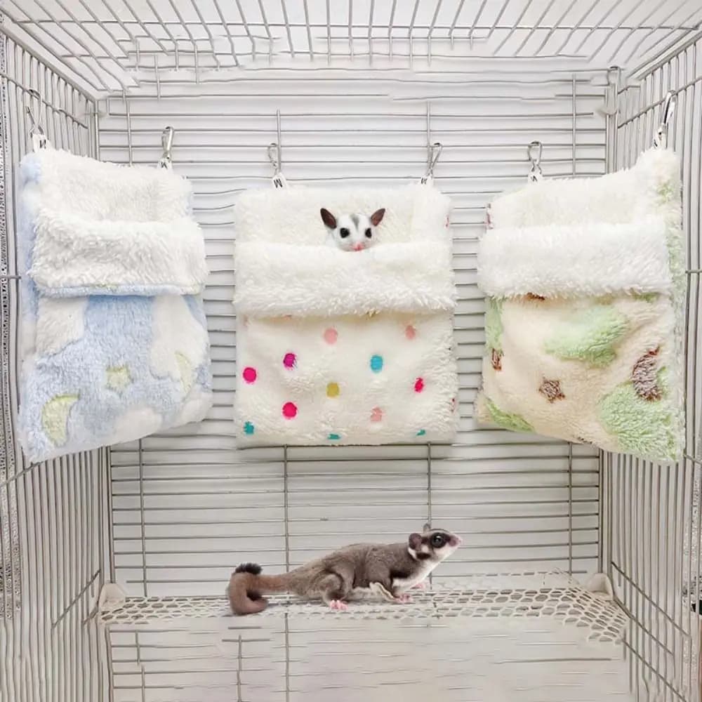 Sleeping bag for flying marsupi with star pattern, soft and warm, hamster hammock, comfortable swing bag for pets, rat sleeping bag