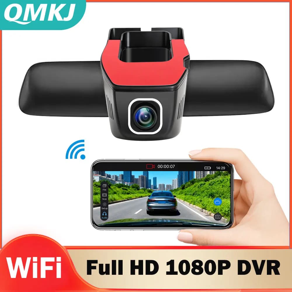 QMKJ WiFi Hidden Car DVR Dash Cam Camera Full HD 1080P Loop Driving Record APP Control Car Driving Video Recorder Night Vision