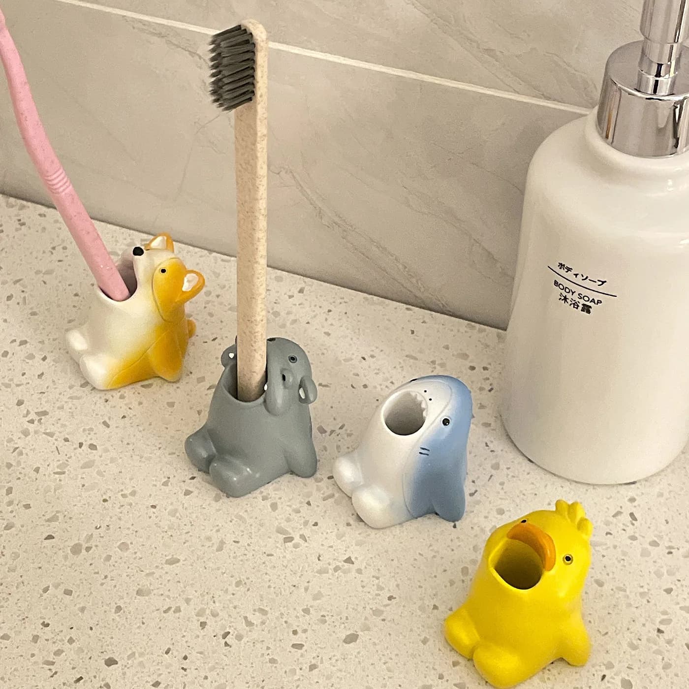 Simpatico porta spazzolino per animali dei cartoni animati Divertente arredamento per il bagno Ins Style Kids Dentifricio Stand Organizer per bancone del bagno