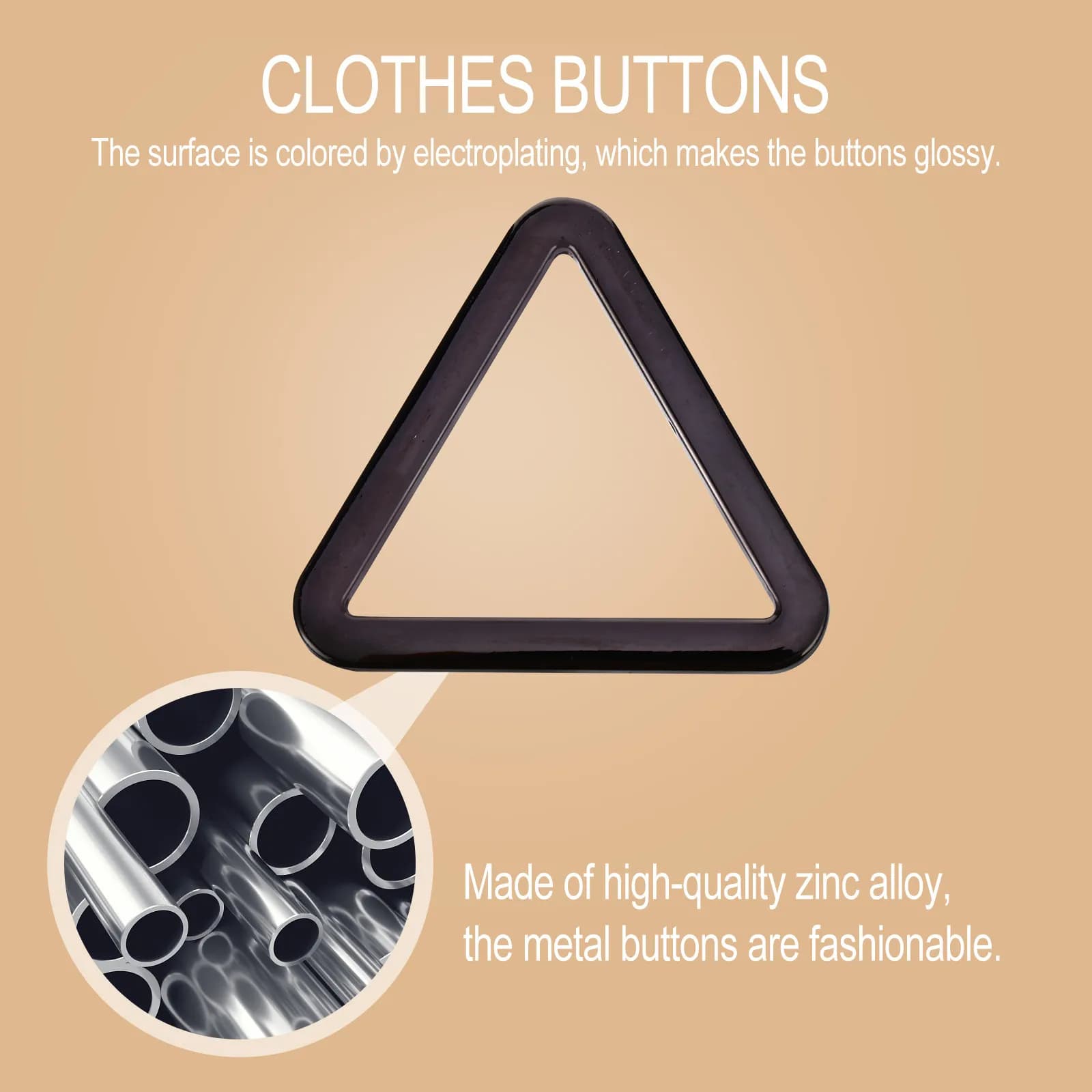 Set di Bottoni Triangolari in Lega di Zinco, Accessori Metallici per Abbigliamento, Bagagli, Gioielli, Artigianato, Moda, Finitura Lucida Elettroplaccata