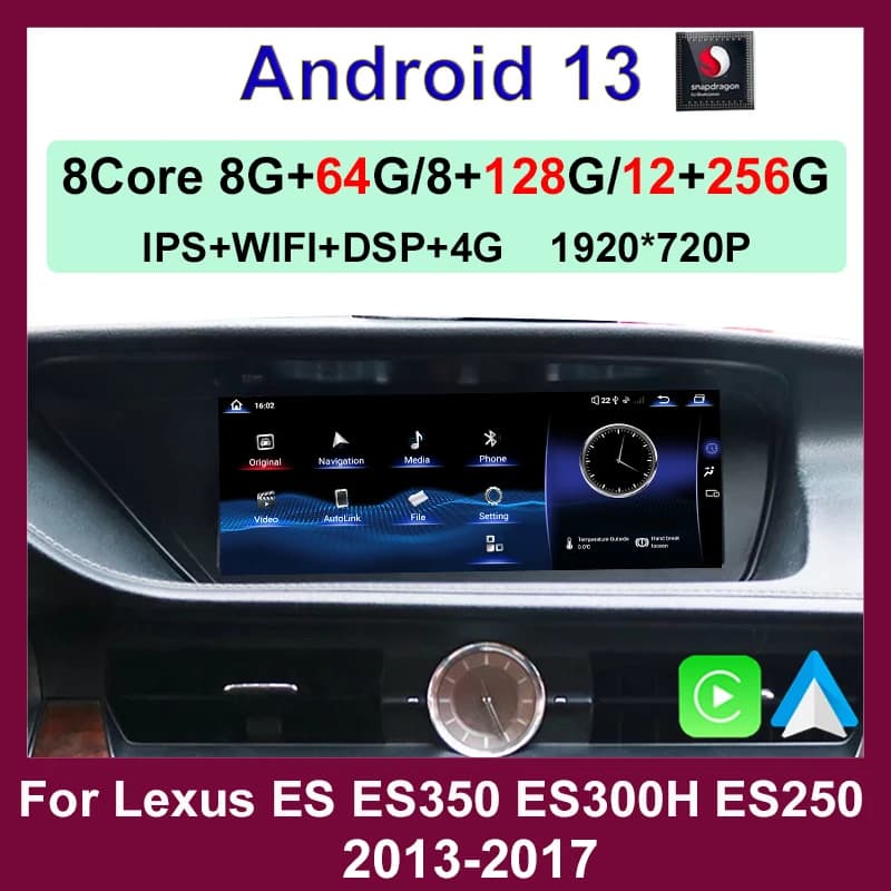 Android 13 Multimedia Stereo 12 + 256G Qualcomm Auto Carplay Lettore Dvd per auto per LEXUS ES ES200 ES300H ES250 ES350 Radio Navigazione