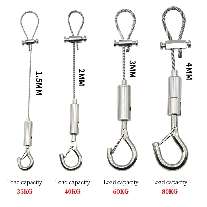 304 stainless steel hanging cable kit with self-locking buckle, adjustable hooks for hanging pictures, wall decorations, photo frames