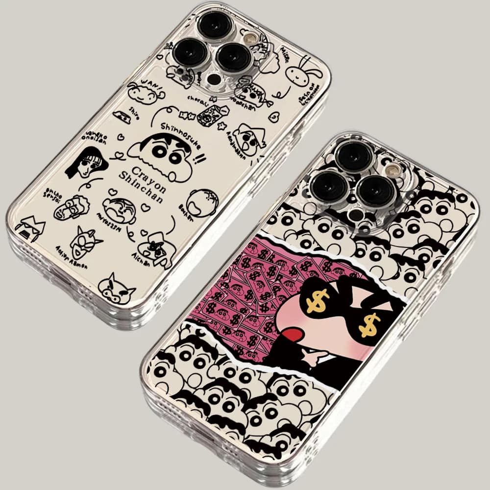 Cartoon Crayons Shin-chans Phone Case for Redmi 14C 13C 12C 10C Note 15 14 13 12 11 10 9 8 Pro Plus 5G TPU Transparent Cover