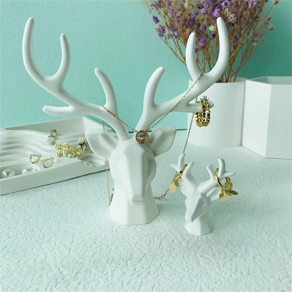 3D Deer Horn Jewelry Necklace Crystal Epoxy Resin Mould Necklace Storage Rack Silicone Mould Home Decoration Garden Fence DlY