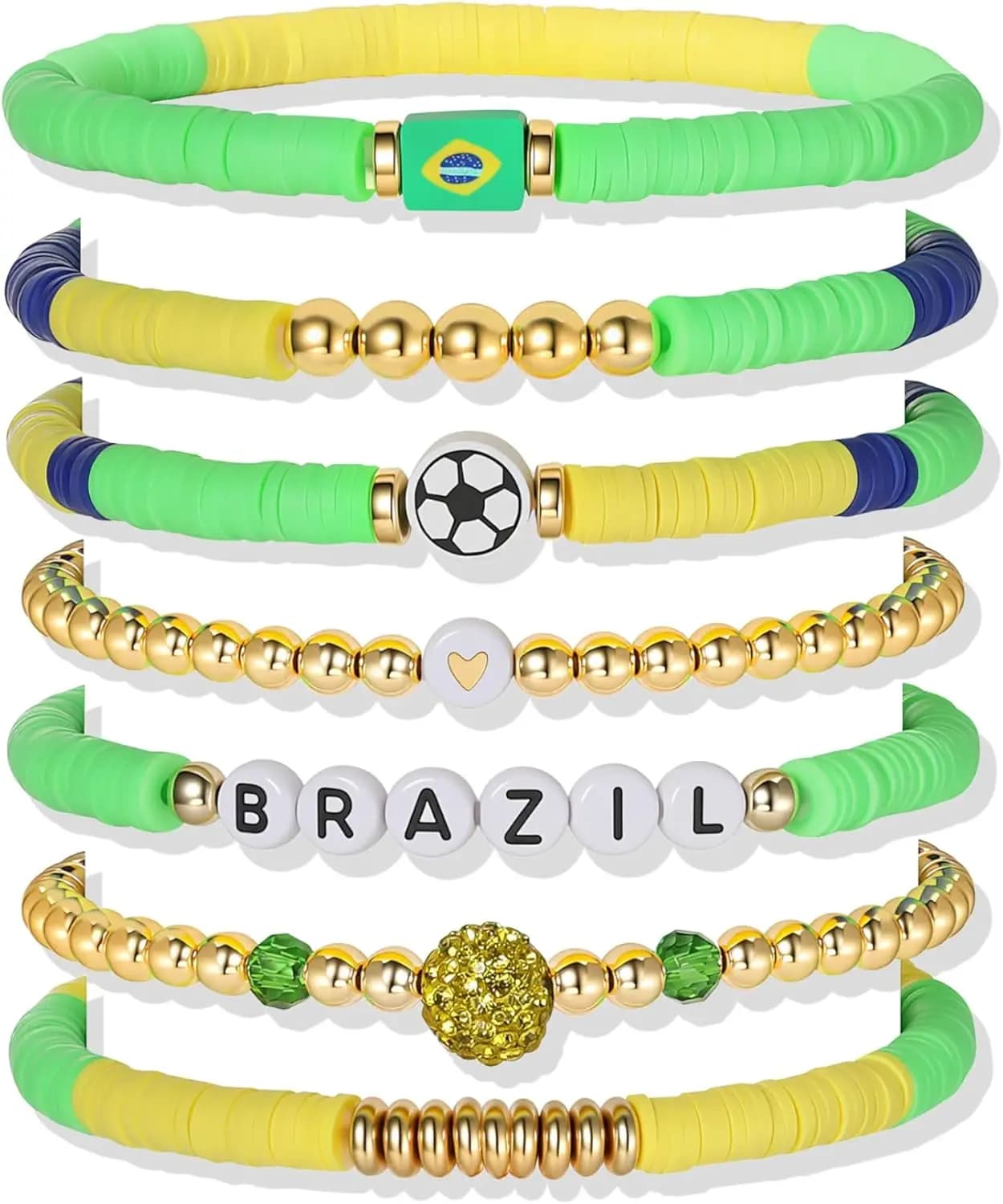 Set di 7 Braccialetti Sportivi Elastici per Calcio, Softball, Baseball, Basket, Pallavolo, Tennis e Football