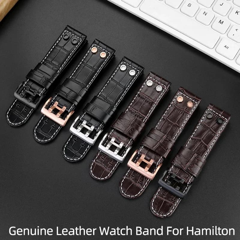 Cinturino per orologio in vera pelle 22 mm 24 mm per Hamilton Khaki Aviation H 76646533 H 77676733 Cinturino da uomo in stile militare con cinturino