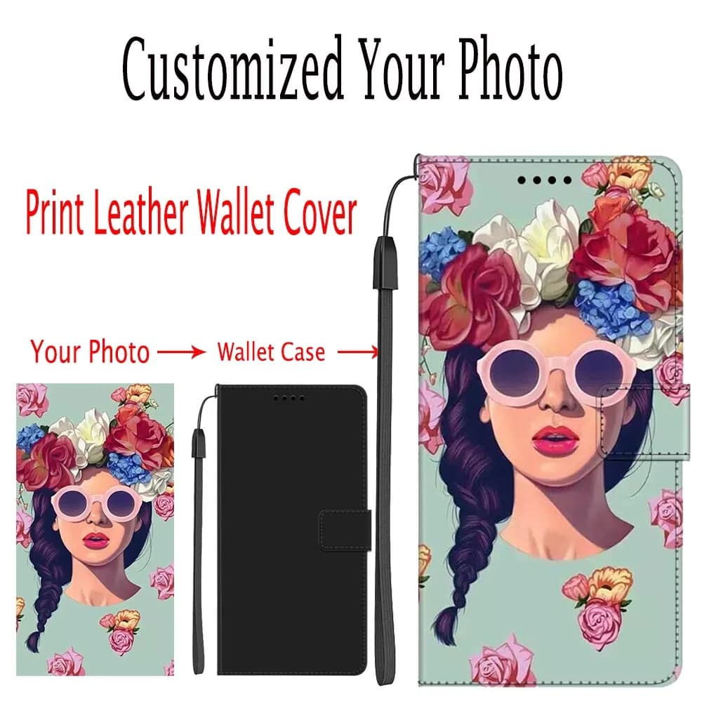 Custodia in pelle fotografica personalizzata fai da te per Moto G56 G55 G35 Custodie a portafoglio per Motorola G Power 5G 2024 2023 Custodia con foto personalizzata