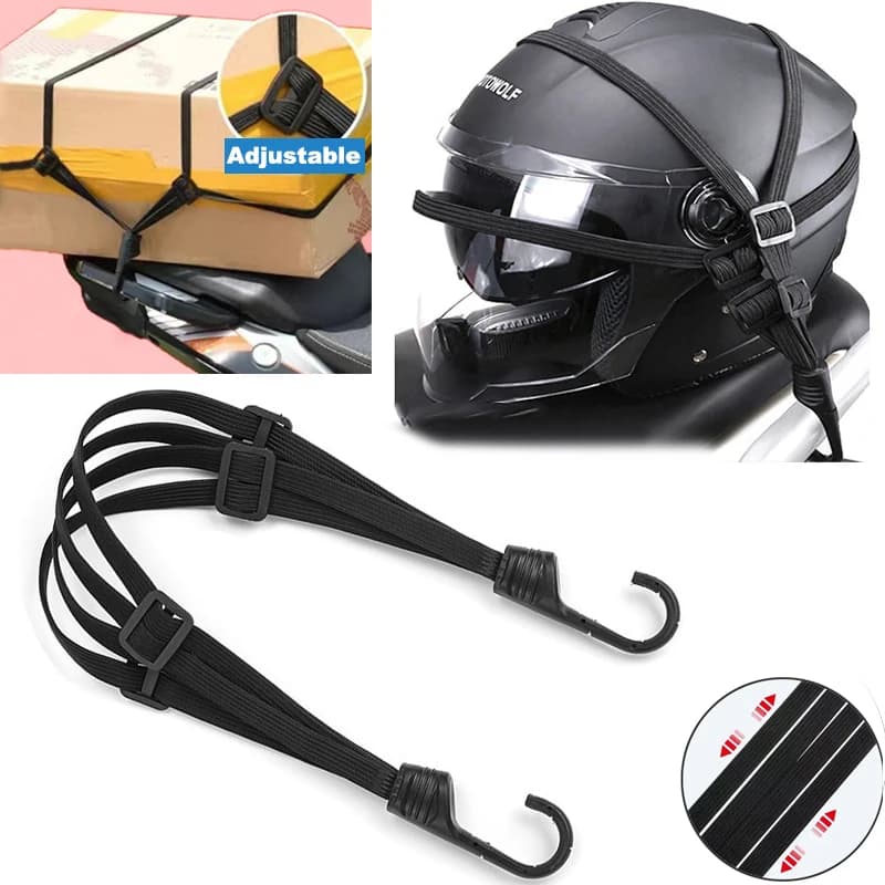 Cinghia per casco moto Corda elastica regolabile Sedile posteriore per moto Casco Strisce fisse Cinghia per bagagli 60 cm 90 cm Accessori moto