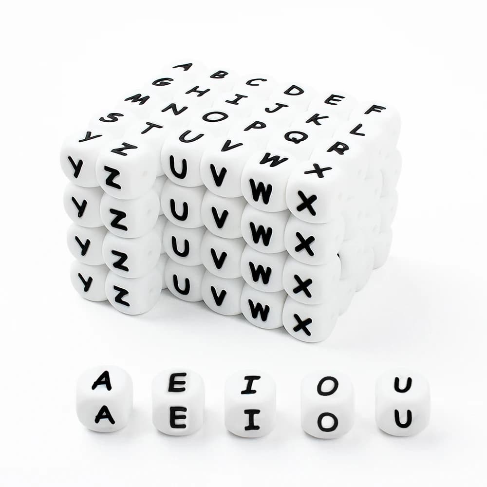 10/26/50/100pcs Lettera Del Silicone Perline Per Clip Catena Nome Personalizzato Penna FAI DA TE Decor Accessori di Gioielli Che Fanno Fatti A Mano