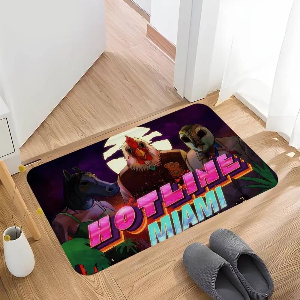 Tappetino per porta Action Game Hotline Miami, lavabile, antiscivolo, per soggiorno, divano, sedie, tappetino per cucina, tappeto