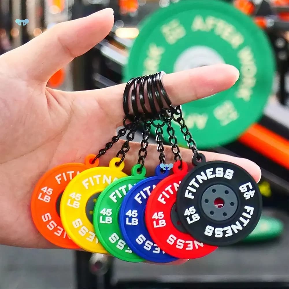 Creative Personalized Dumbbell Plate Bag Charm Fitness Series Mini Weight Plate Fitness Bag Decoration DIY Car Keychain