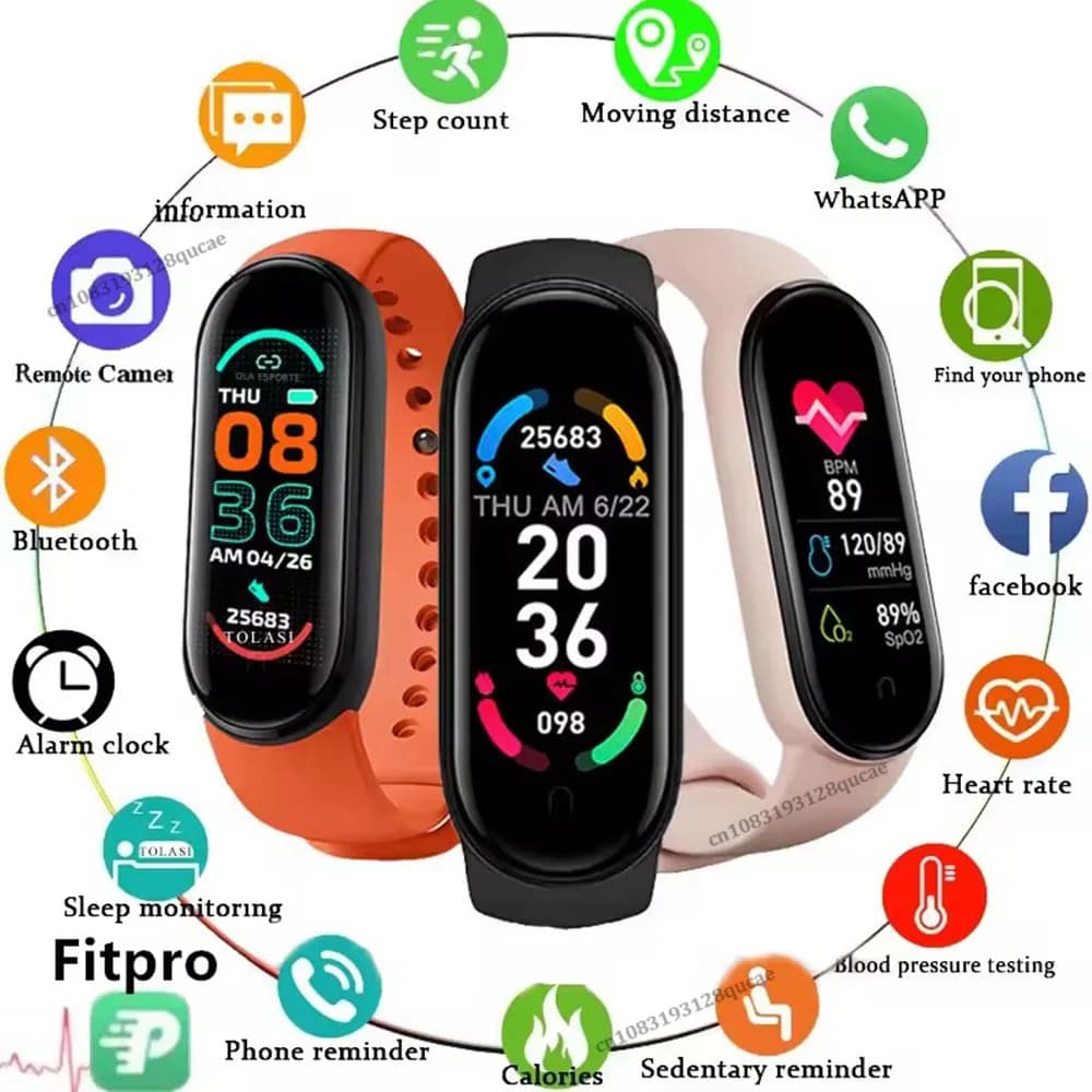 10pc Smart Band Uomo Donna Fitness Bracciale intelligente Fascia sportiva Frequenza cardiaca Monitor della pressione arteriosa Orologio multifunzione impermeabile
