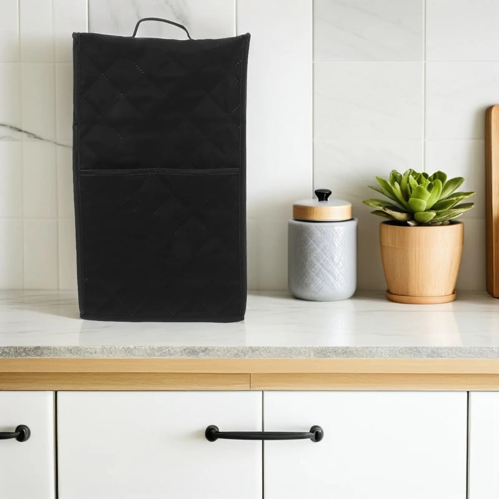 Blender Dust Cover Polyester Small Appliance Protector 15.7x9.4x7.8 Black Dust Cover for Kitchen Blender Juicer with Pocket