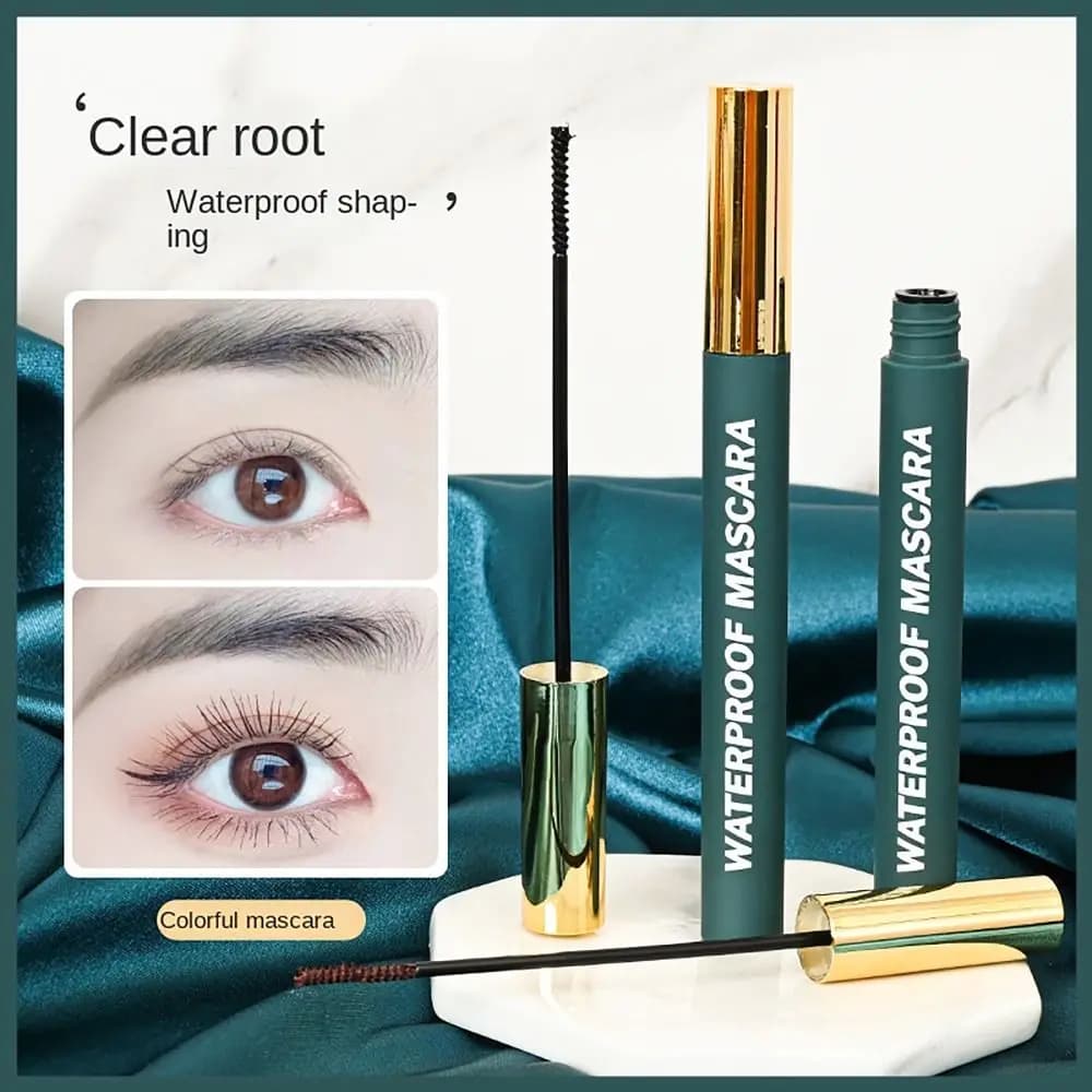 Mascara Impermeabile Ultra Sottile alla Moda, Cosmetico per Occhi Nero Marrone, Strumento per Extension Ciglia, Trucco per Arricciare le Ciglia, Bellezza Femminile
