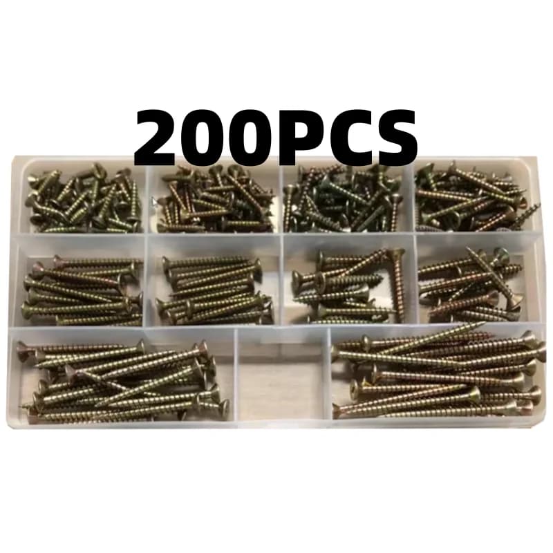 Confezione da 200 pezzi Chiodi per pannelli in fibra zincata colorata M3-M4 Viti autofilettanti a croce svasata per la lavorazione del legno