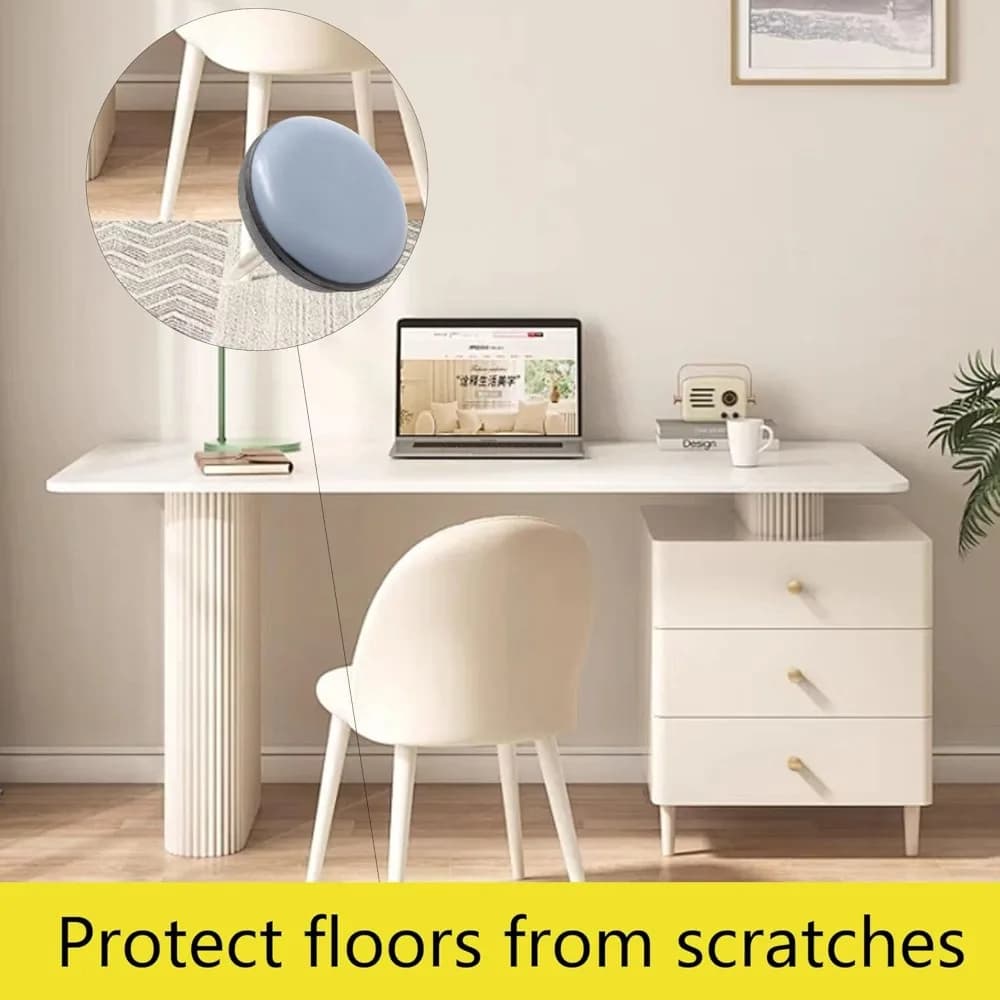 16Pcs Round Furniture Leg Pads with Screw & Nail-On, PTFE Sliders for Table Chair Cabinet Sofa - Floor Protectors for Moving