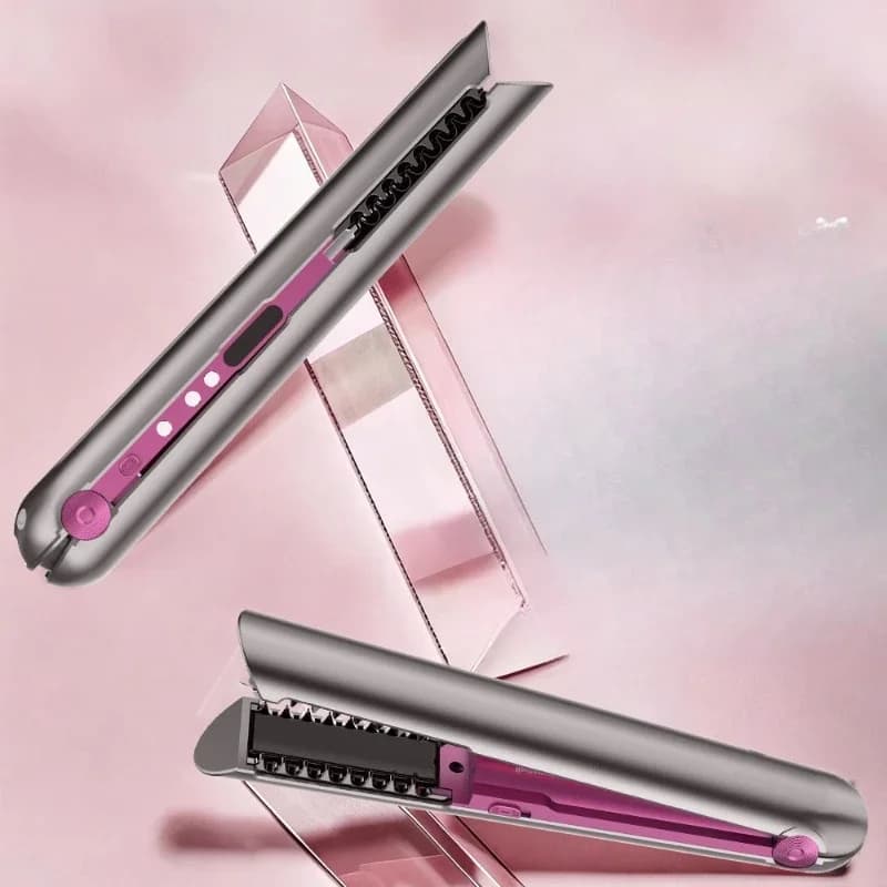 Piastra per capelli 2-in-1 mini senza fili con ricarica wireless, ferro arricciacapelli, pettine lisciante e arricciacapelli portatile