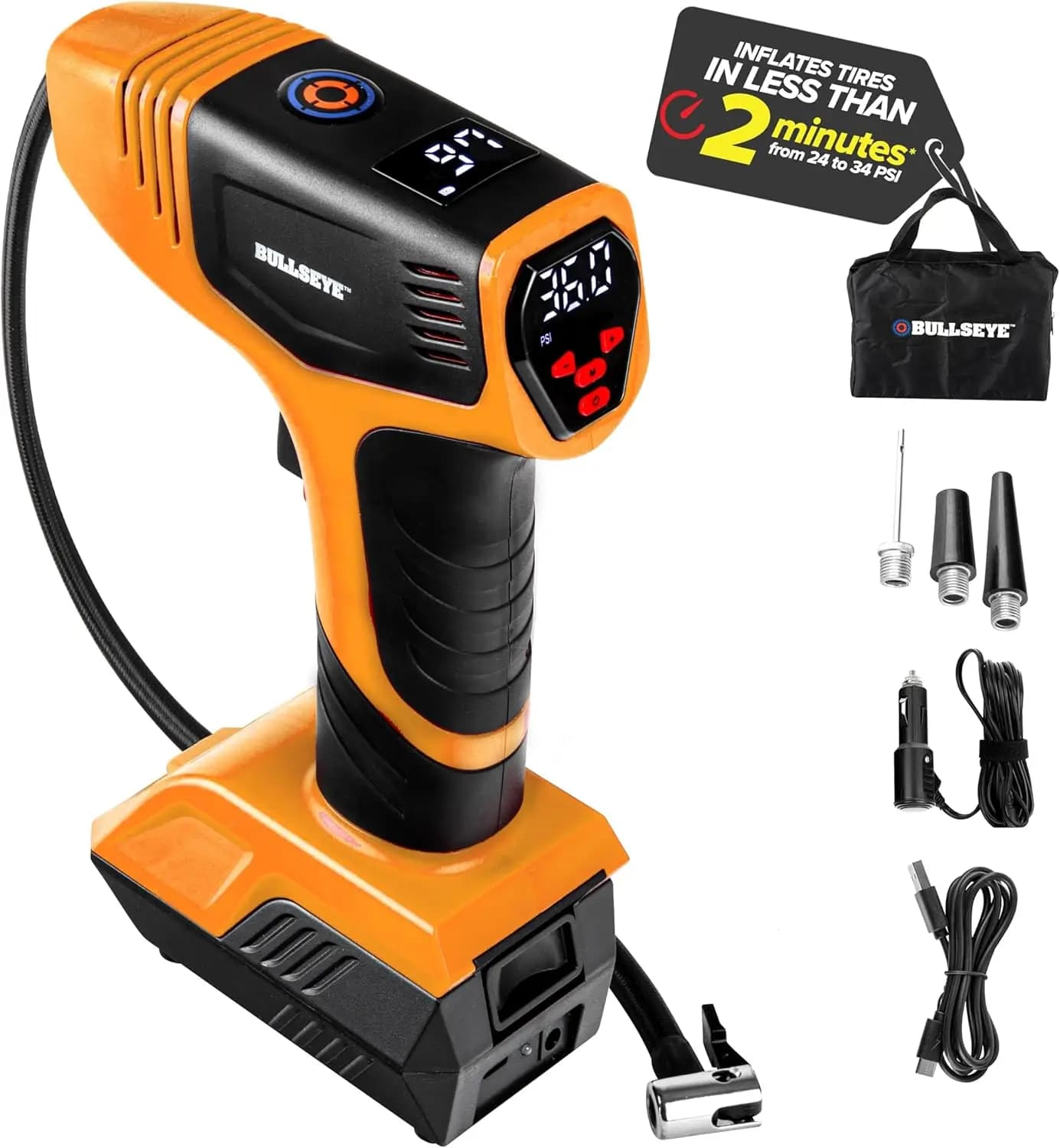 Gonfiatore digitale automatico per pneumatici con schermo LED, 150 PSI max, compressore d'aria ricaricabile per auto