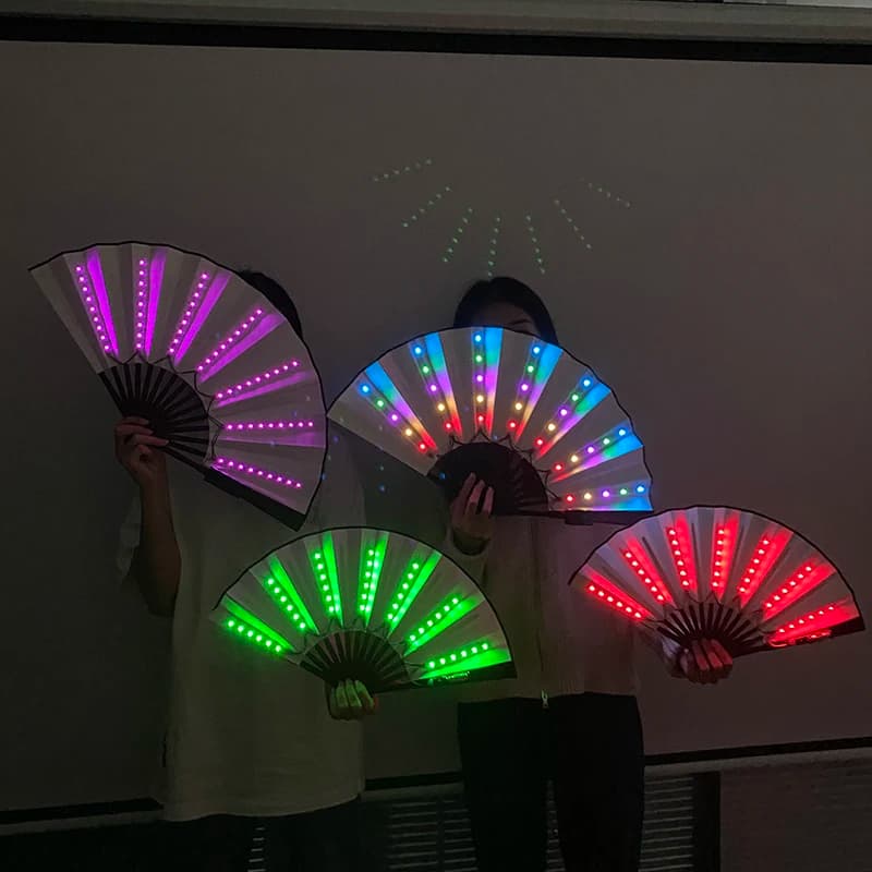 Glow Folding Led Fan Dancing Light Up Fan Stage Performence Props Night Show Glow In The Dark Supplies