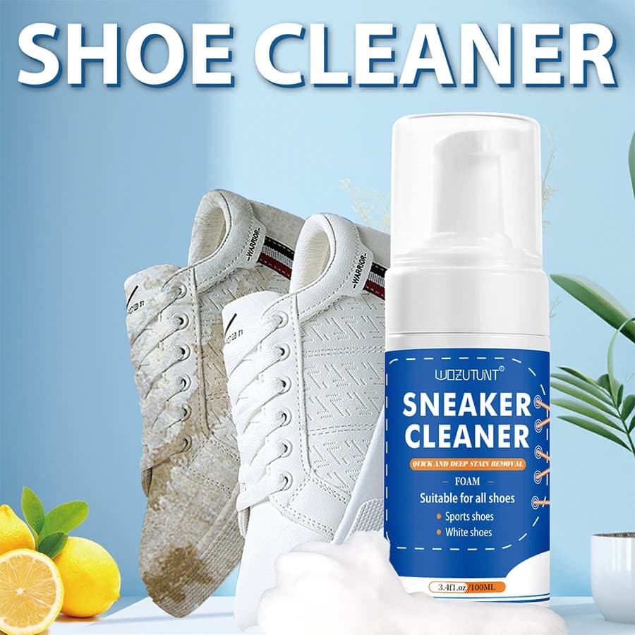 Detergente per Scarpe Bianche 100ml, Schiuma per Pulizia a Secco Senza Risciacquo, Decontaminante per Scarpe in Pelle Scamosciata, Pelle di Pecora, Scarpe Opache e Sneakers