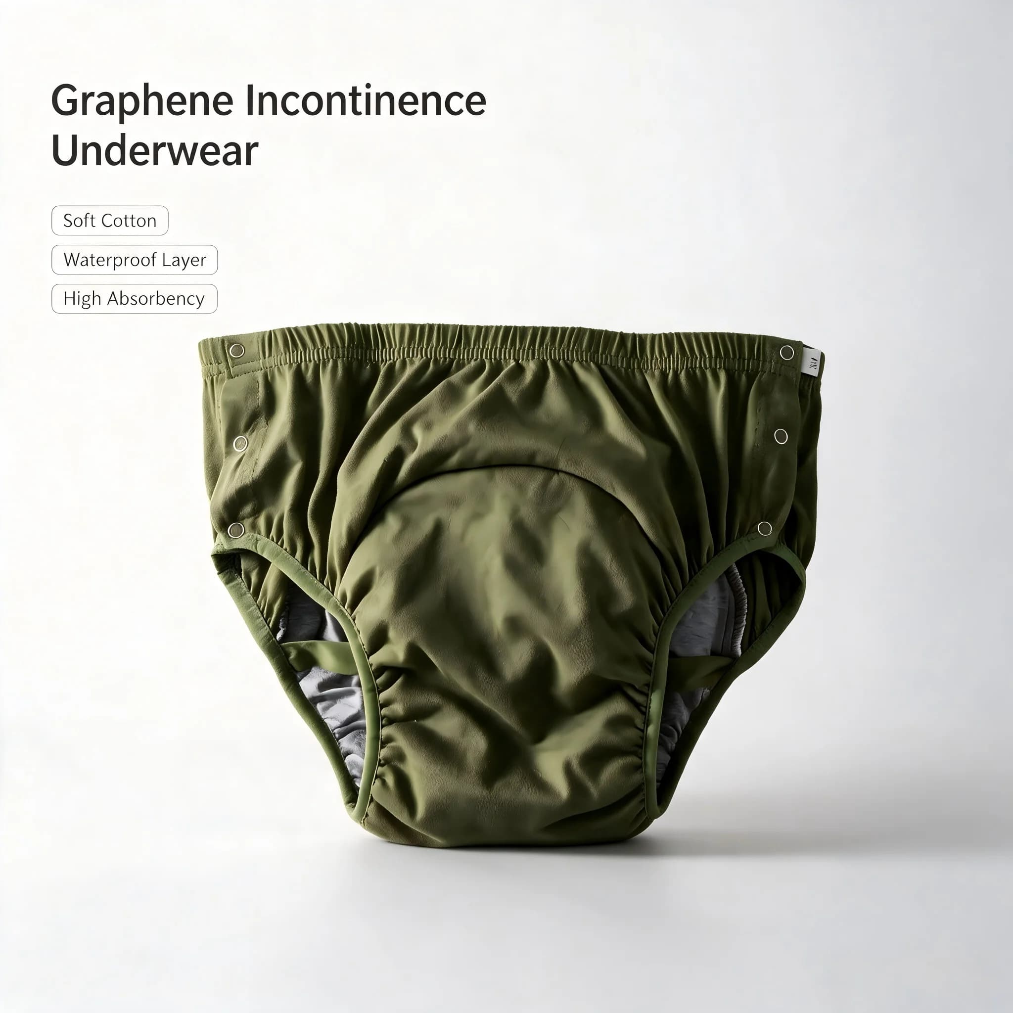 Pure Cotton Reusable Adult Diaper Underwear, Water-Resistant High Absorption Anti-Side-Leakage Skin-Friendly Incontinence Pants