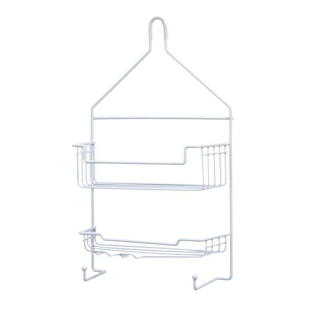 Portaoggetti per doccia sospeso a 2 livelli resistente alla ruggine con ventose Ganci porta rasoio Soluzione di stoccaggio per organizer da bagno