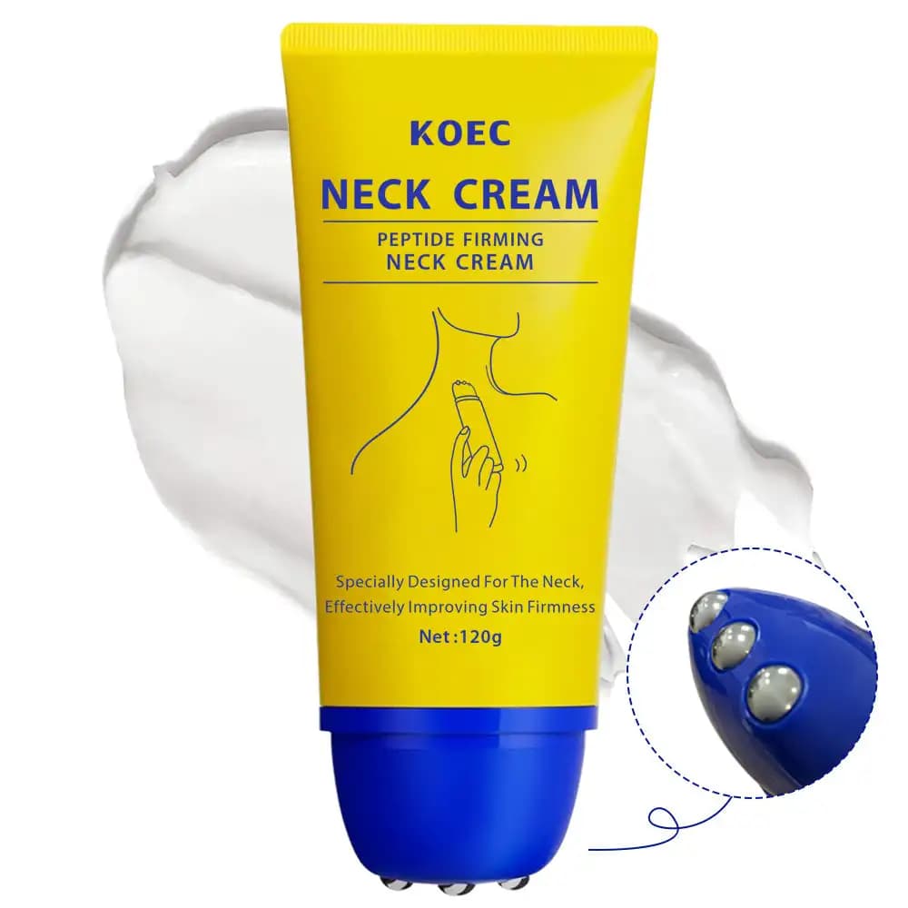 120g KOEC Peptide Rassodante Massaggio Crema Per Il Collo Idratante Levigante Lifting 360 ° Retinolo di acido ialuronico al collagene con design a rulli