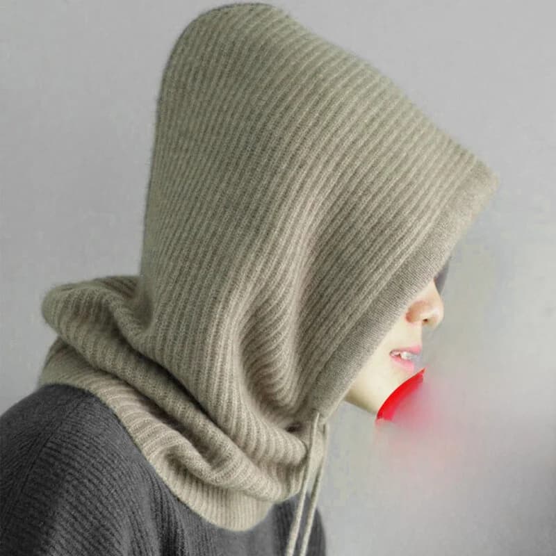 Thickened Woolen Knitted Hat Scarf Set for Women Winter Travel Warmth Neck Warmer Integrated Hat Ear Protection Scarf