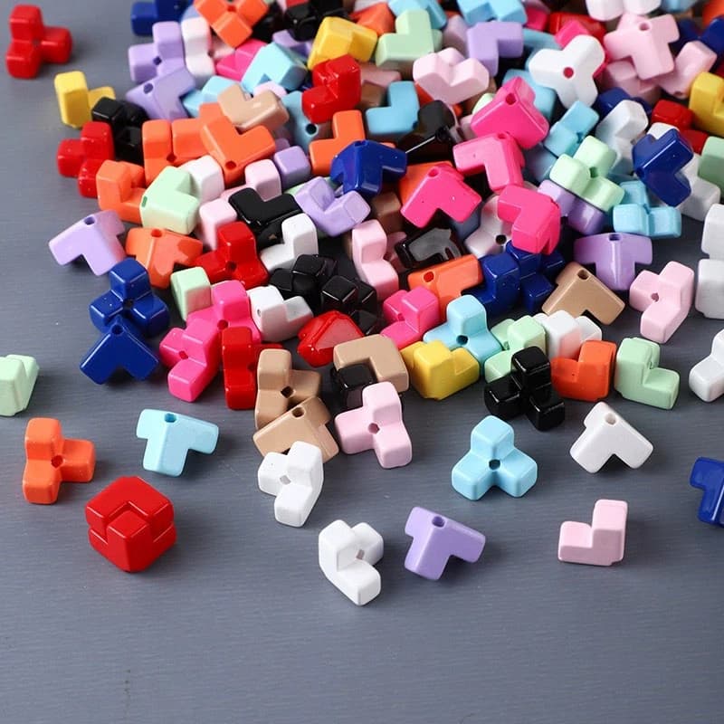 Dopamine paint splicing oblique hole squares loose beads acrylic jewelry DIY mobile phone chain bag hanging material accessories