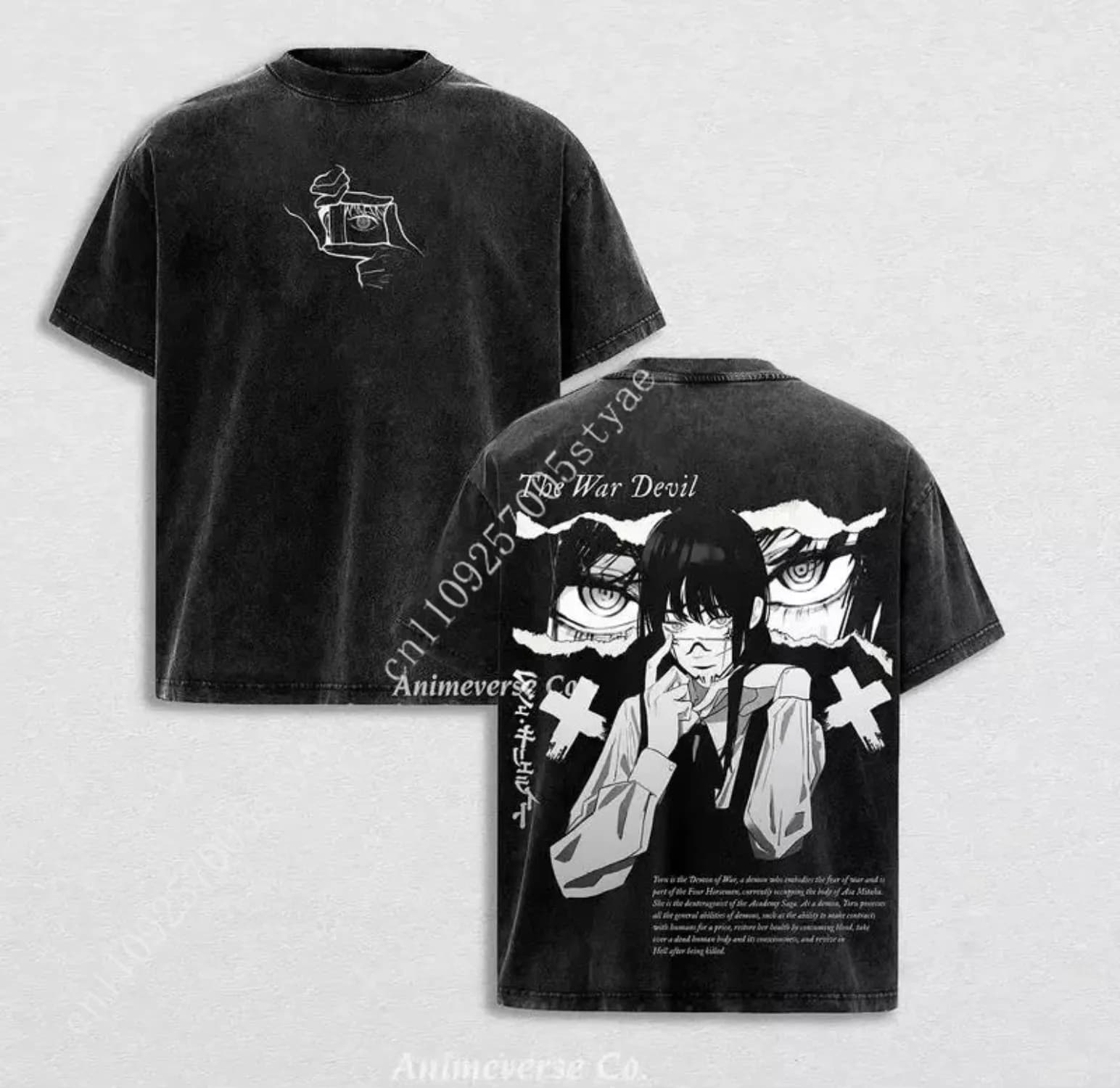 Anime Chainsaw Man Mitaka Asa Graphic T Shirt Men's Clothing Short Sleeve T Shirt Washed Cotton Tee Harajuku 2026 Summer T-shirt