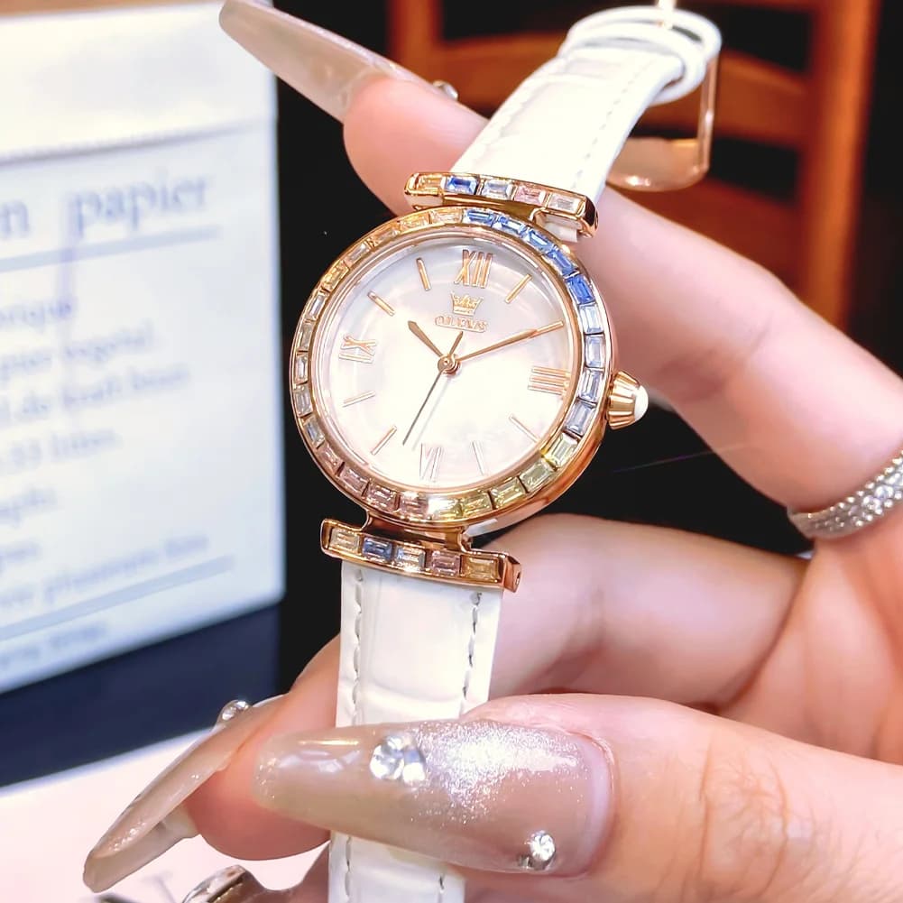 2026 New OLEVS Women Wrist Watch White Leather Watches Ladies Creative Watch For Women Female Clock Relogio Feminino