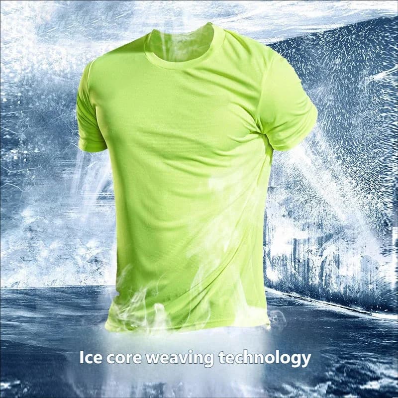 T-shirt a maniche corte in seta ad asciugatura rapida da uomo, per sport estivi e fitness, traspirante, a mezza manica, per corsa e tempo libero