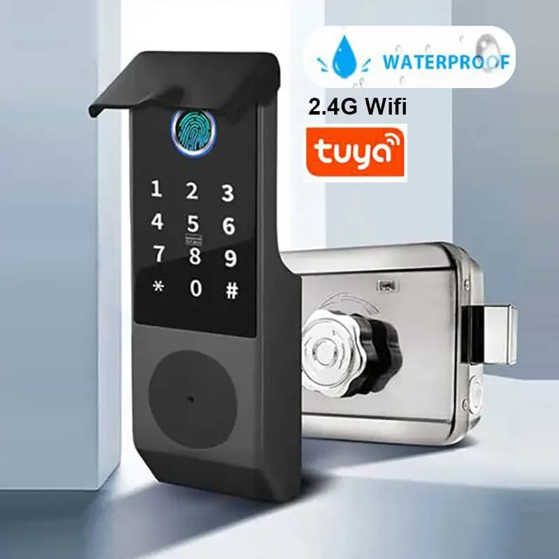 Wifi Tuya Smart Lock Serratura di sicurezza domestica esterna impermeabile Serratura elettronica alimentata a batteria Serratura per cancello da giardino a battente