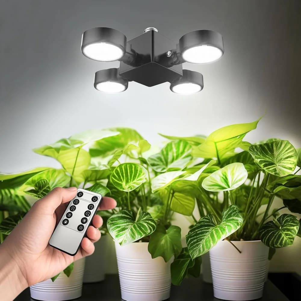 Lampada per Coltivazione Indoor con Ali Pieghevoli, Spettro Completo, Telecomando, Dimmerabile, Timer Automatico, 40W (Equivalente a 400W)
