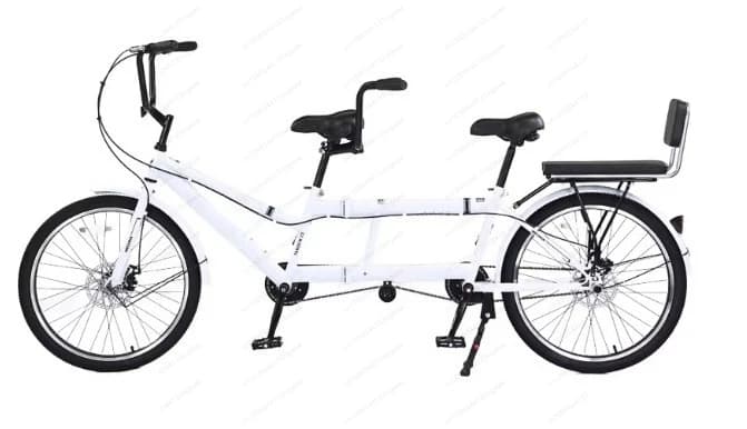 Family Folding Tandem Bicycle Variable‑Speed 2‑3 Person Riding Bike with Baby Carrier for Scenic Sightseeing Travel