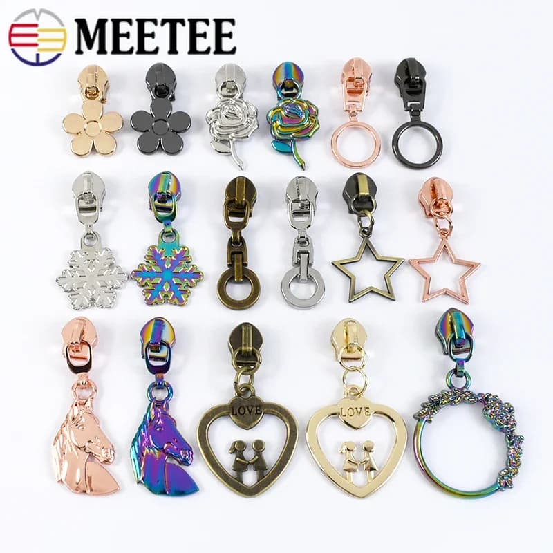 5/10/20Pcs Meetee 5 # cursori con cerniera per cerniere in Nylon borsa Decor Zips Head Clothes Zip Puller Kit di riparazione accessori per cucire