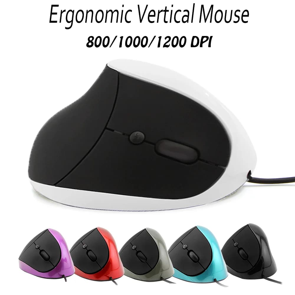 Vertical Mouse Wired Gamer Ergonomic Rechargeable Optical Mouse Playground for Windows Mac Computer Tablet Office Laptop