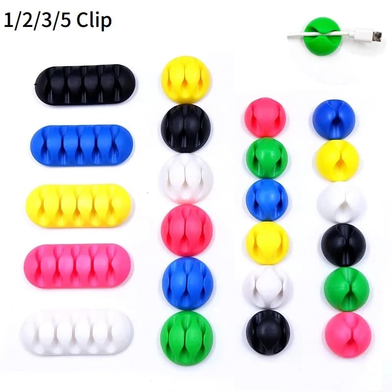 2/5/10Pcs Silicone USB Cable Organizer avvolgicavo Desktop Tidy Management Clips portacavi Mouse cuffie Wire Organizer