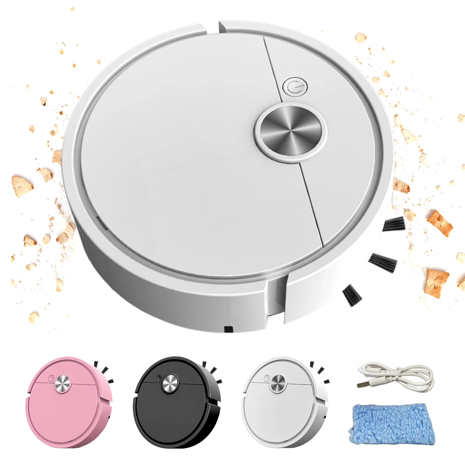 3 In 1 Intelligent Cleaning Robot Lightweight Mini Car Robot Vacuum Automatic Obstacle Avoidance for Pet Hair&Hard Floor&Carpet