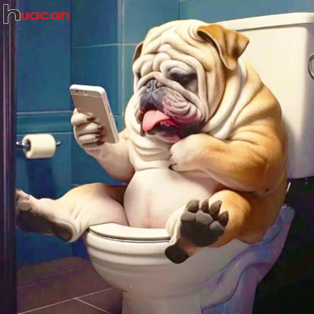 Huacan Diamond Painting Dog Nuova collezione Fatta a mano Hobby Trapano completo Ricamo Toliet Regalo fai da te Divertente arredamento per il bagno