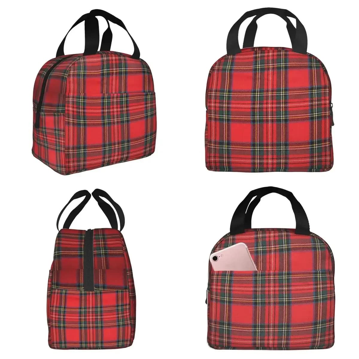 Royal Stewart Tartan Insulated Lunch Bag for Women Office Cooler Thermal Food Box Tote Leakproof Lunch Boxes Container