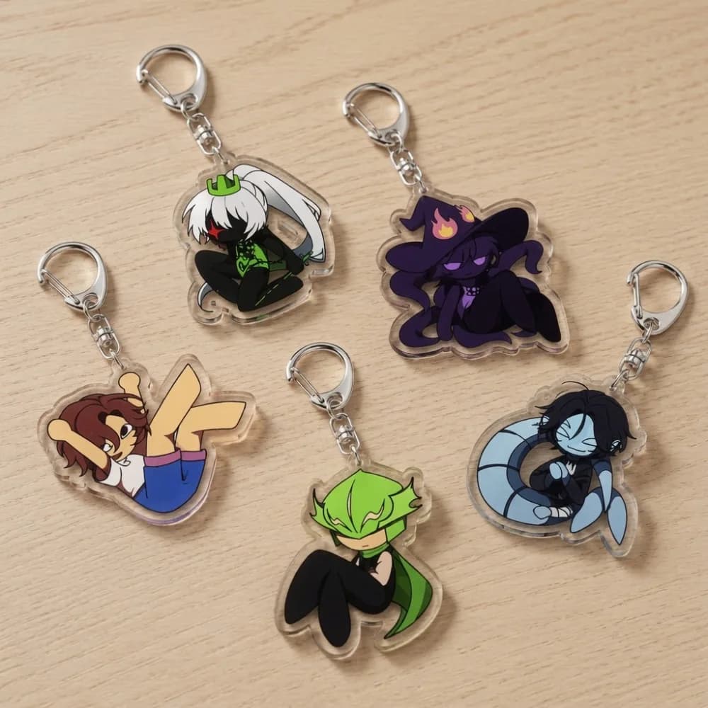 Cute Cartoon Chibi Keychains Accessories Bag Charms Scary Game Gamer Anime Acrylic Key Ring Fans Pendant Gifts