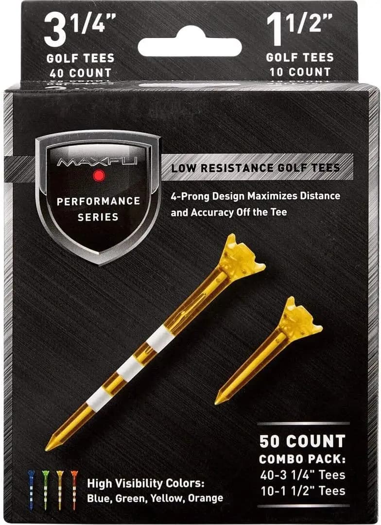 Confezione da 50 Tee da Golf, 3-1/4'' e 1-1/2'', Tee Assortiti a Bassa Resistenza per Distanza e Precisione