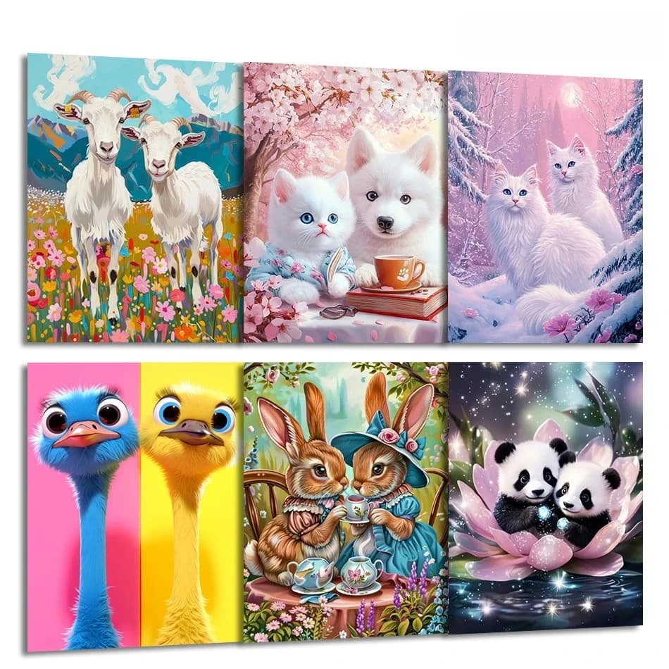 1pc frameless Painting By Numbers Draw For Adults Animals couple Valentines Day Gift Drawing Acrylic Paints On Canvas Handwork F