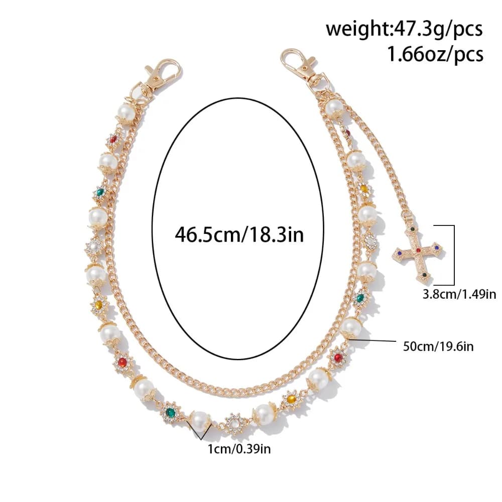 Cool Nappa Pearl Chain Life Gothic Zinc Alloy Punk Chain Belt Beads Chain Chain Nappa Jeans Chain Man