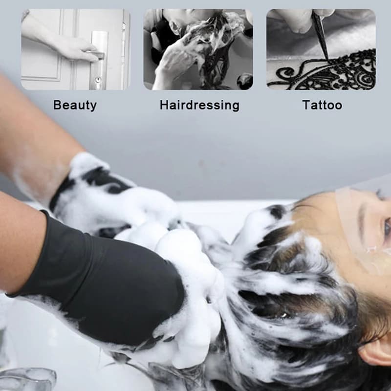 Guanto per tintura dei capelli, strumento professionale per parrucchieri, per lo styling e la tintura dei capelli, in lattice spesso, nero, resistente alla corrosione, ad alta elasticità